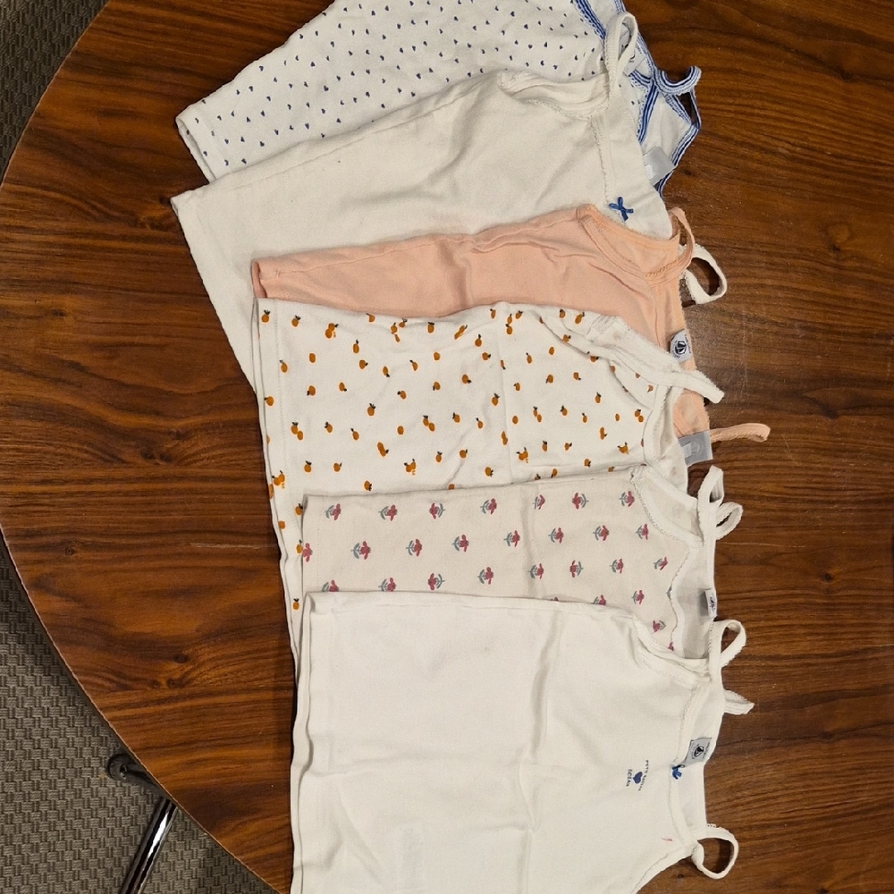 Petit Bateau White Tank Top with Navy Heart Detail